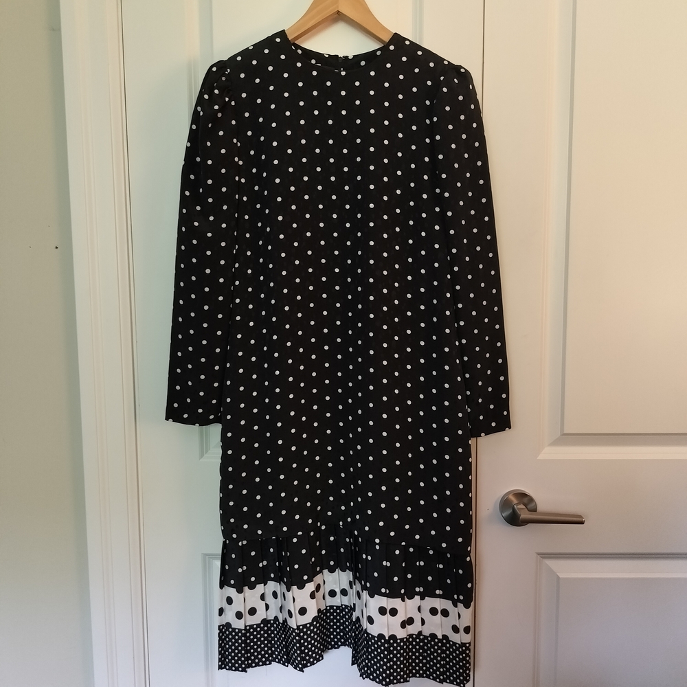 Vintage Leslie Fay Midi Dress Long Sleeve Crew Neck Size US 10 or 12P